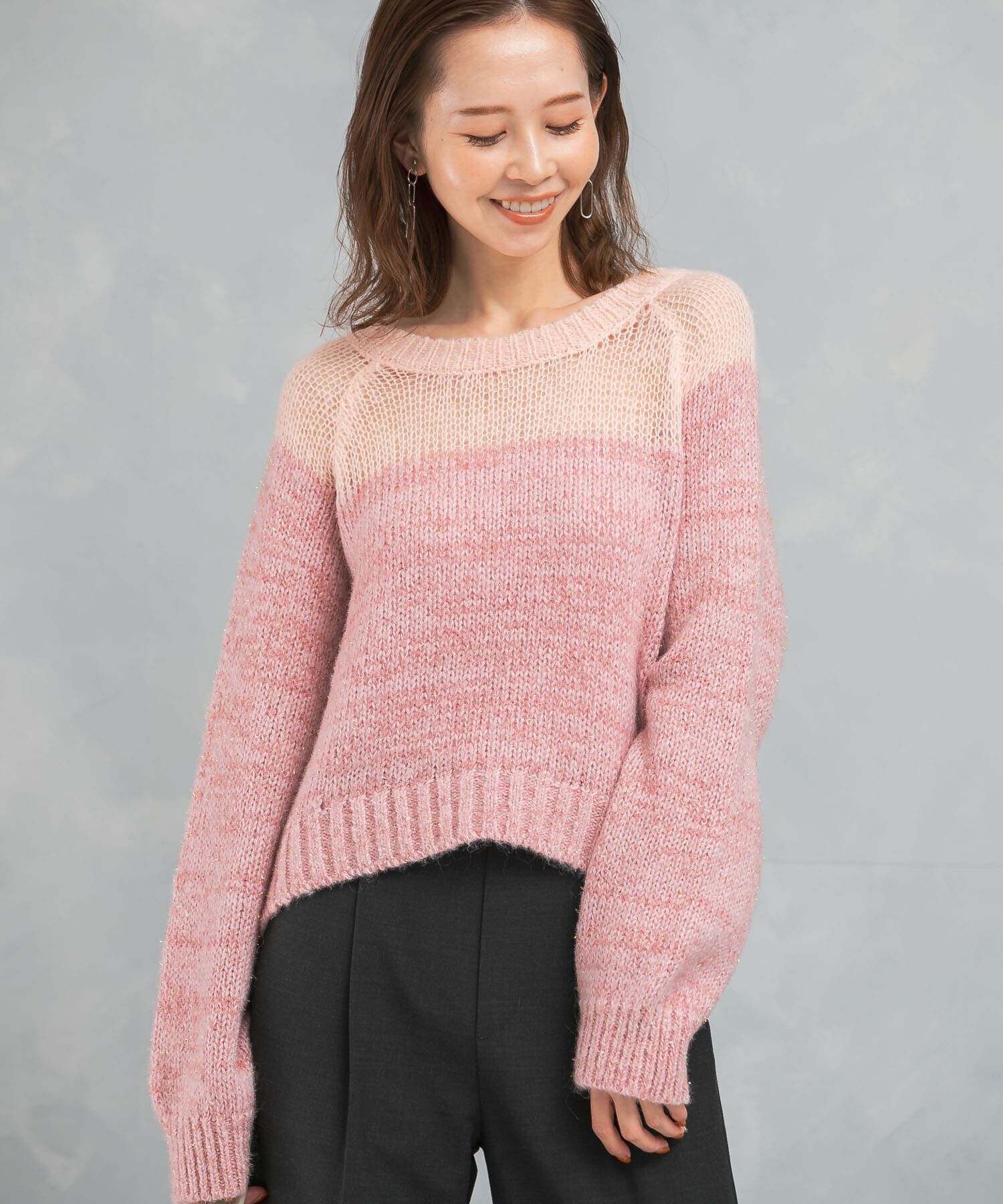 URBAN RESEARCH ROSSO「『WEB限定』ドッキングラメニット」|ニット・セーター|