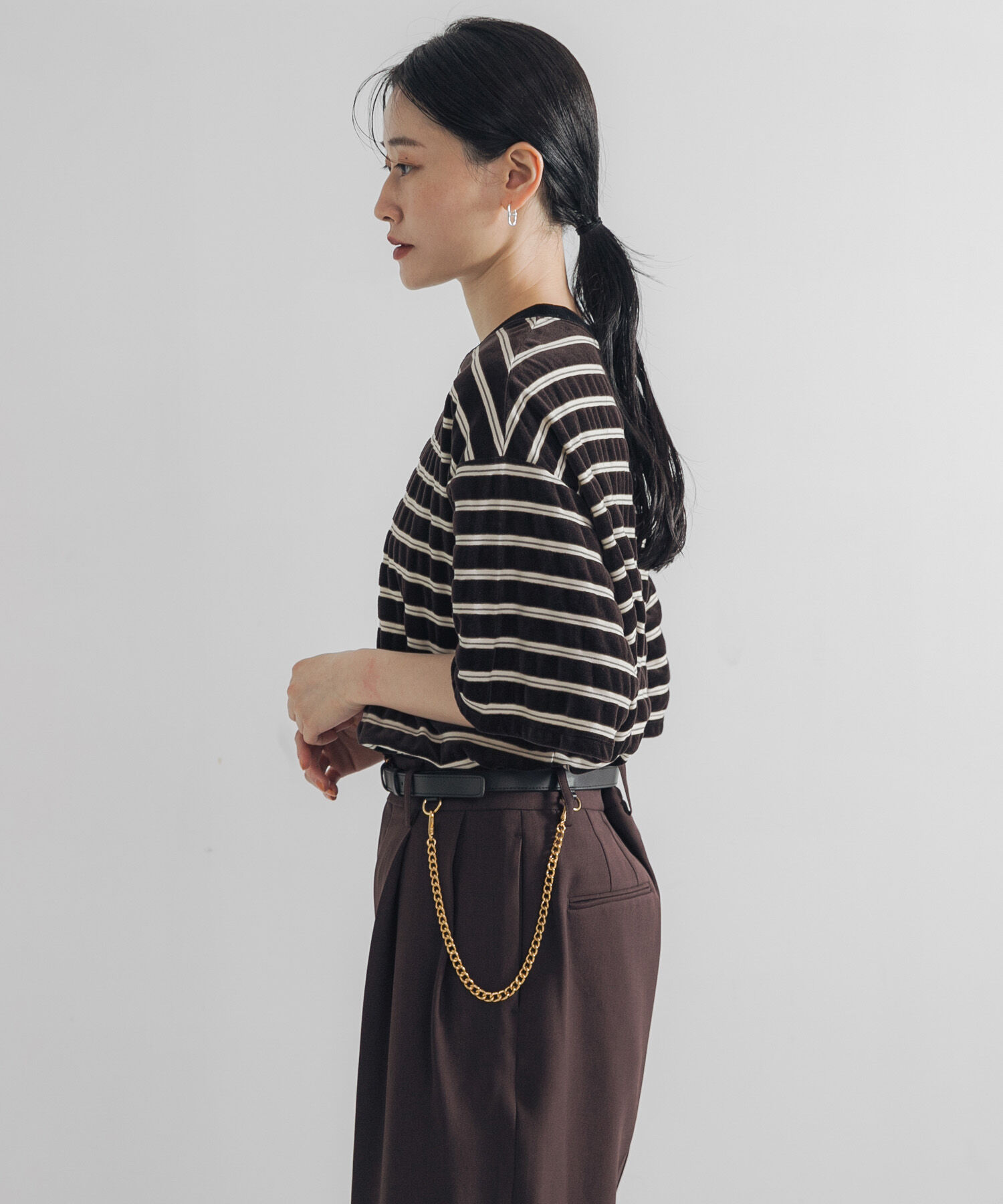 URBAN RESEARCH「ベロアボーダーカットソー」|Tシャツ・カットソー|