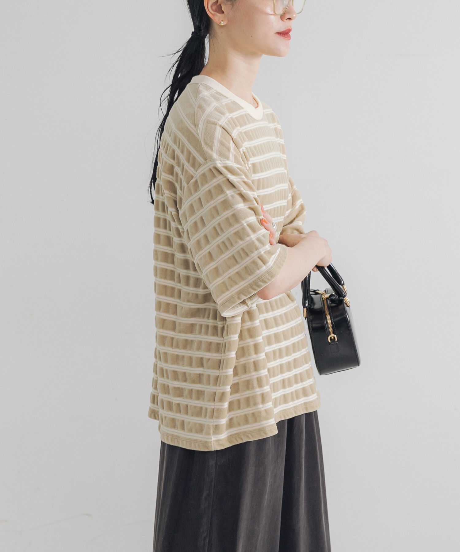 URBAN RESEARCH「ベロアボーダーカットソー」|Tシャツ・カットソー|