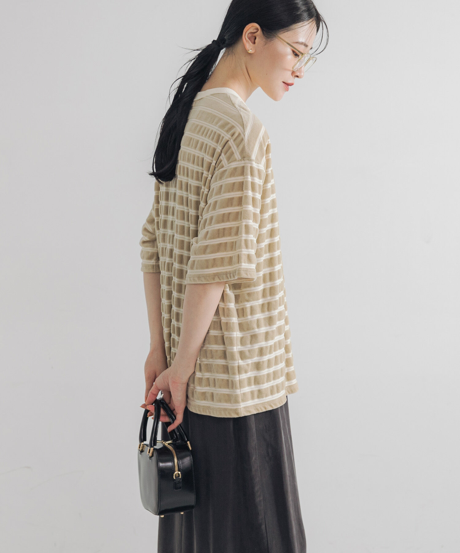 URBAN RESEARCH「ベロアボーダーカットソー」|Tシャツ・カットソー|