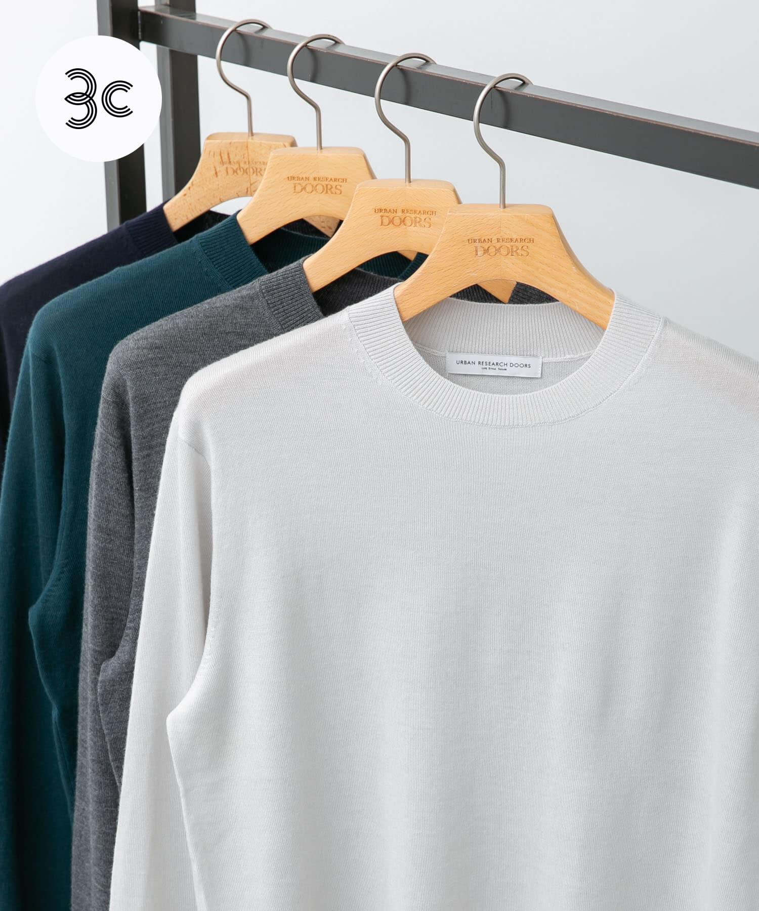 URBAN RESEARCH DOORS「LIFE STYLE TAILOR　マシンウォッシャブルハイゲージクルーニット」|シャツ・ブラウス|アイボリー