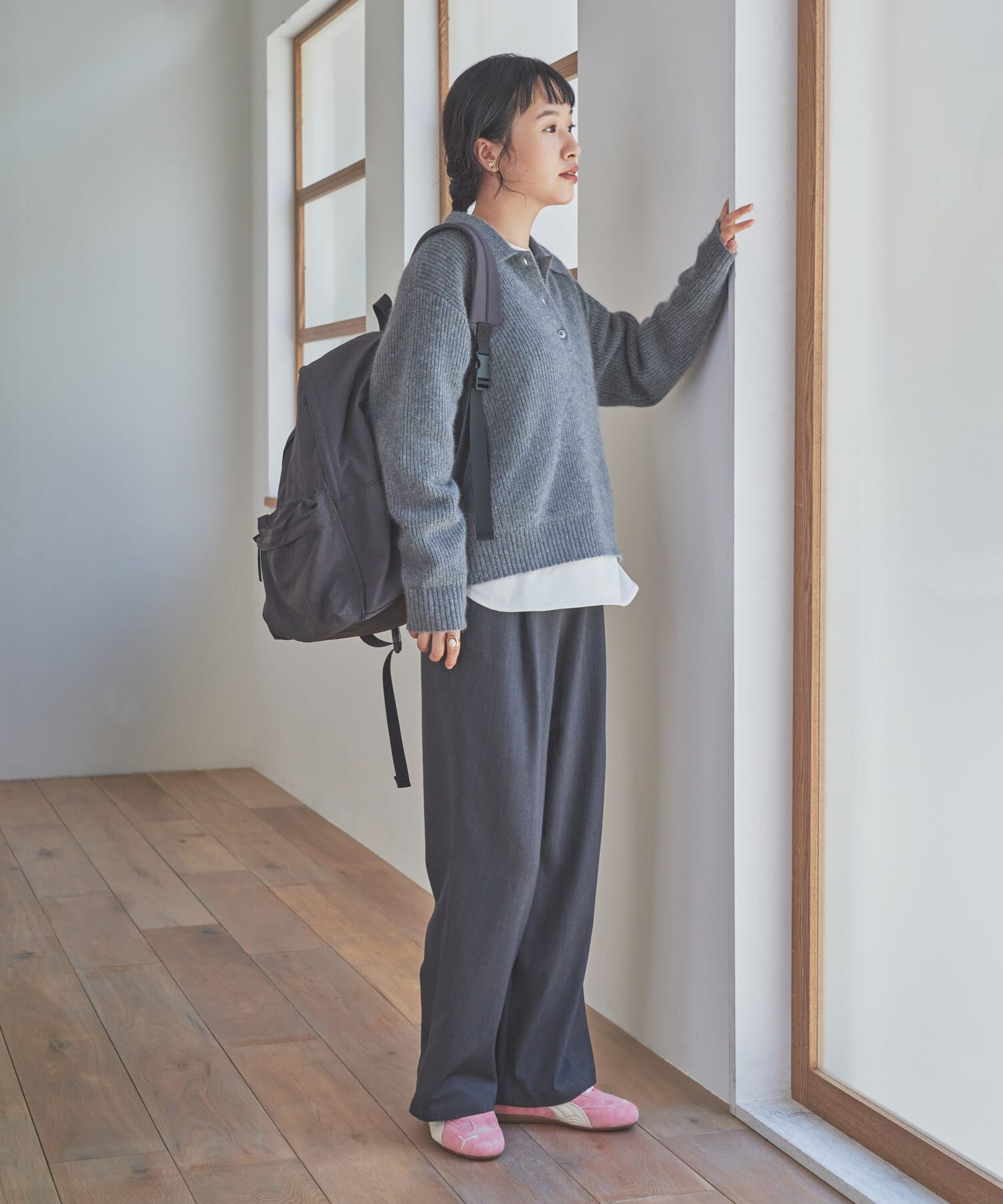 URBAN RESEARCH DOORS「FOX混衿付き畦ニット」|ニット・セーター|