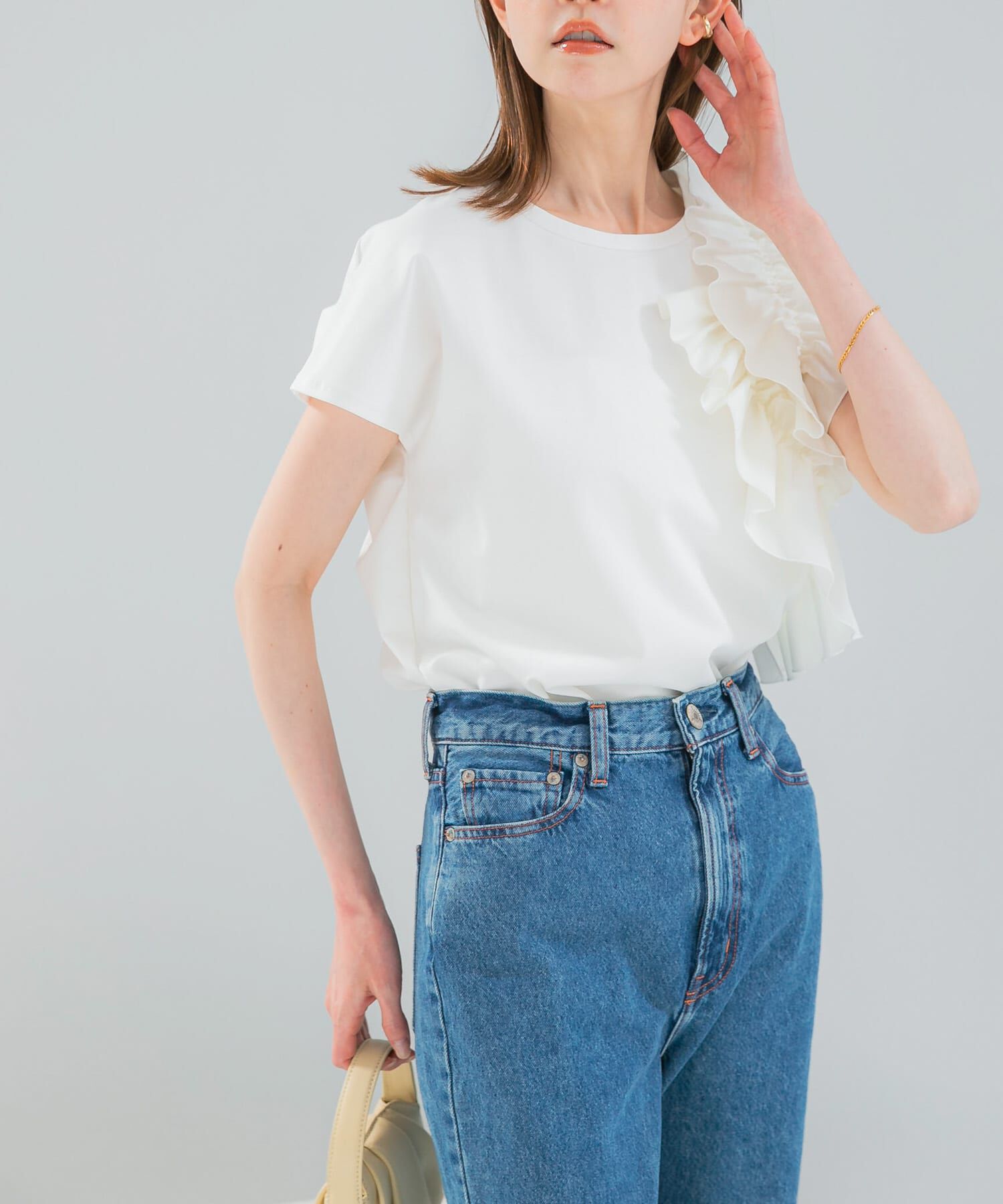 URBAN RESEARCH ROSSO「フリルドッキングTEEブラウス」|Tシャツ・カットソー|