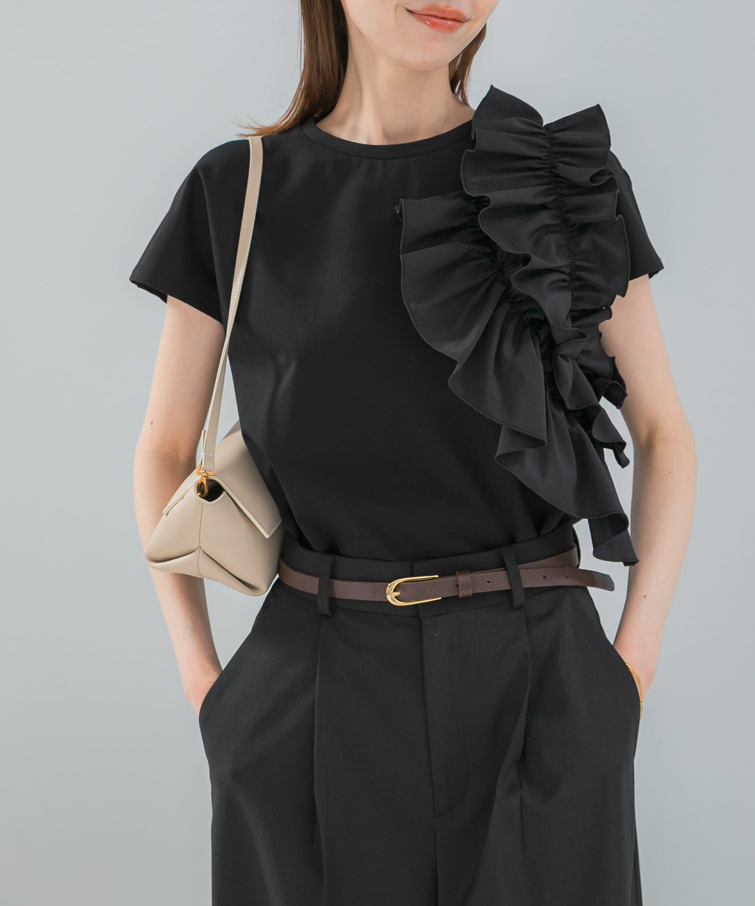 URBAN RESEARCH ROSSO「フリルドッキングTEEブラウス」|Tシャツ・カットソー|