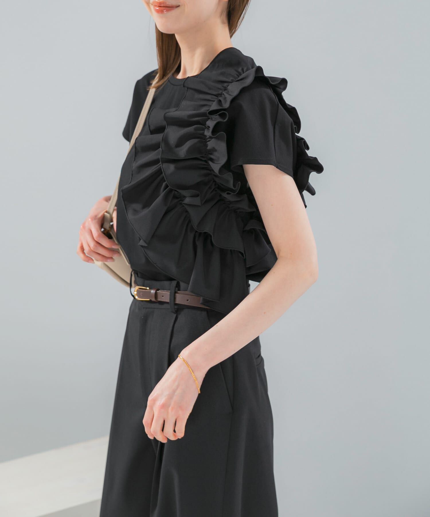 URBAN RESEARCH ROSSO「フリルドッキングTEEブラウス」|Tシャツ・カットソー|