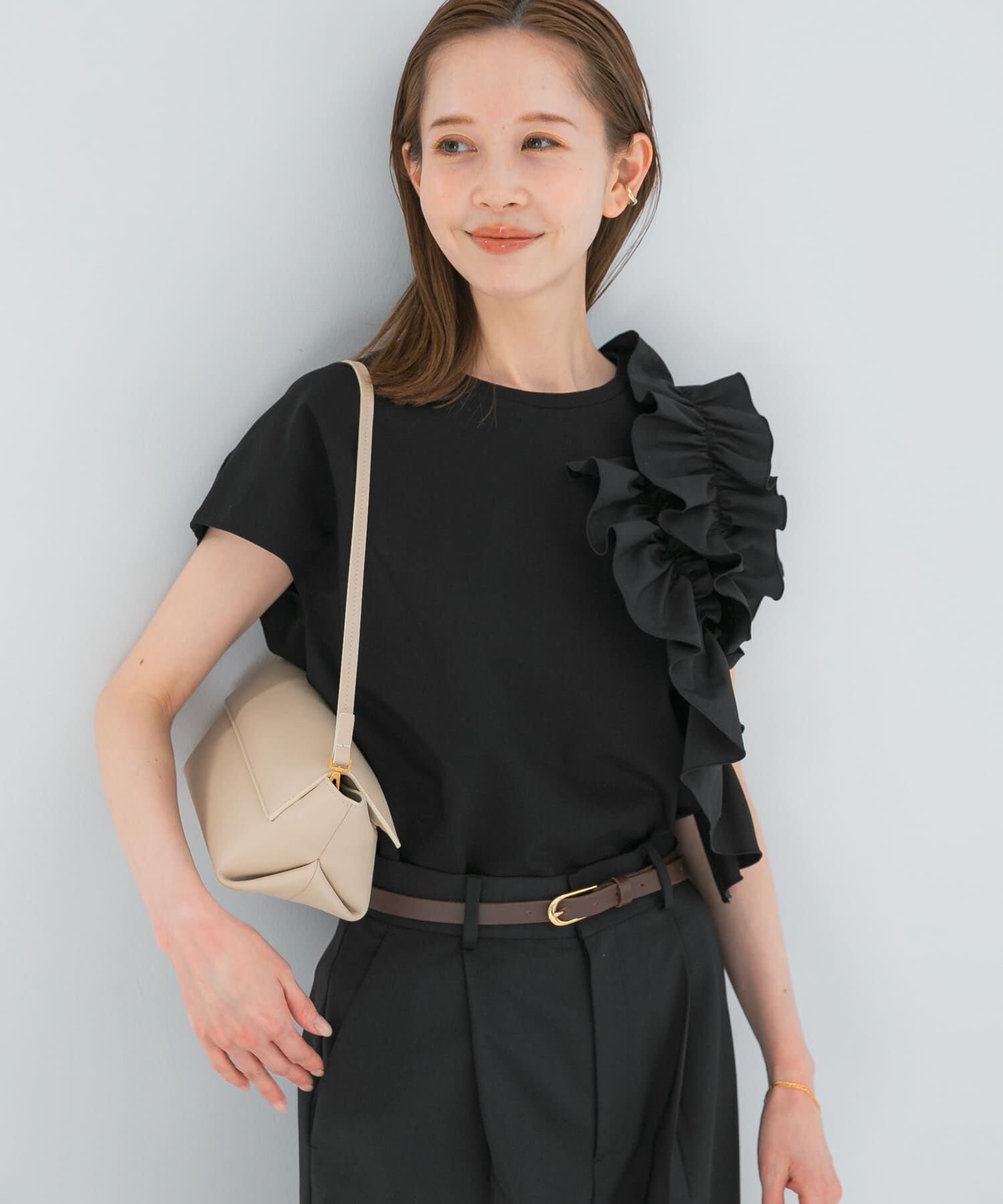 URBAN RESEARCH ROSSO「フリルドッキングTEEブラウス」|Tシャツ・カットソー|