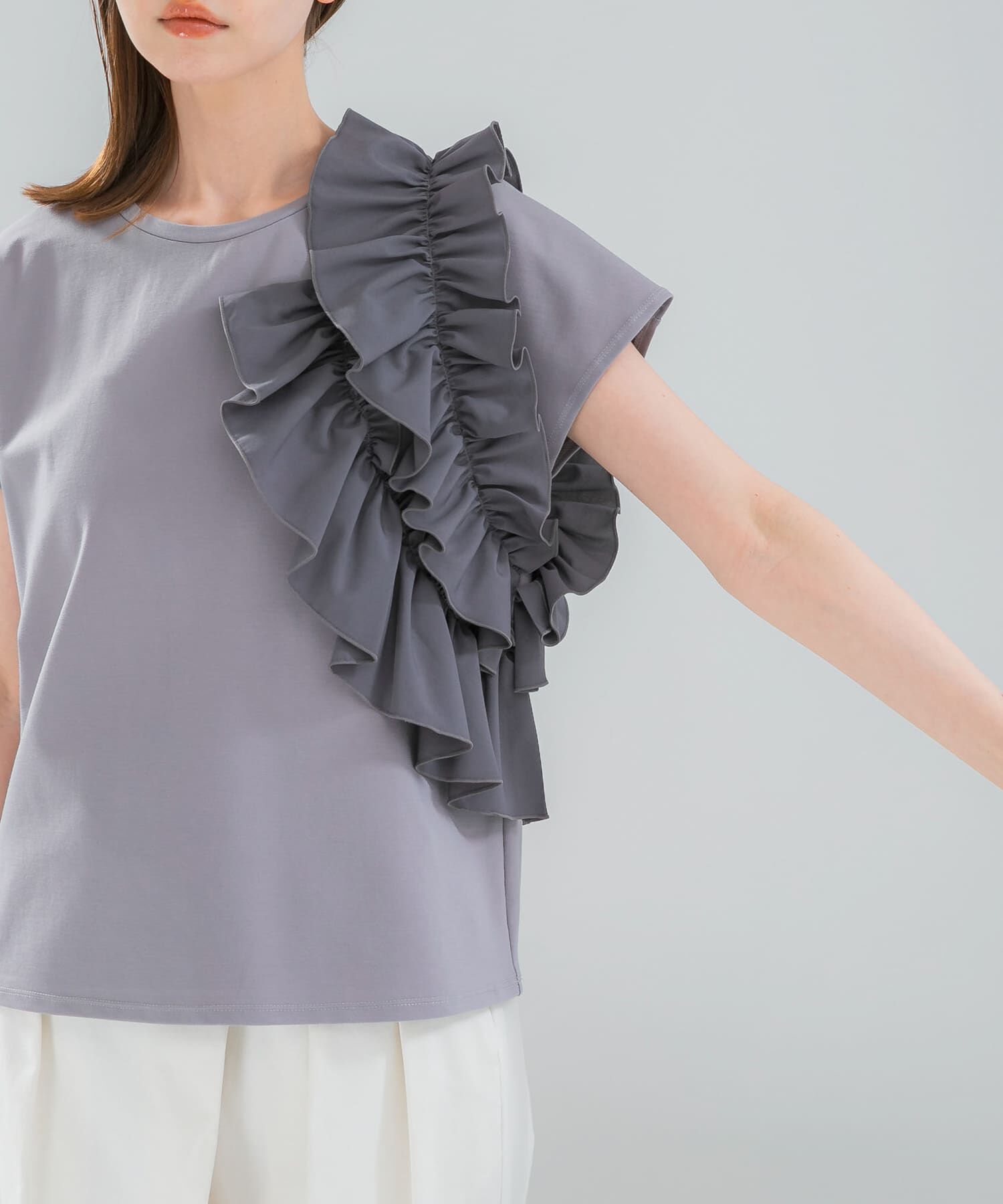 URBAN RESEARCH ROSSO「フリルドッキングTEEブラウス」|Tシャツ・カットソー|