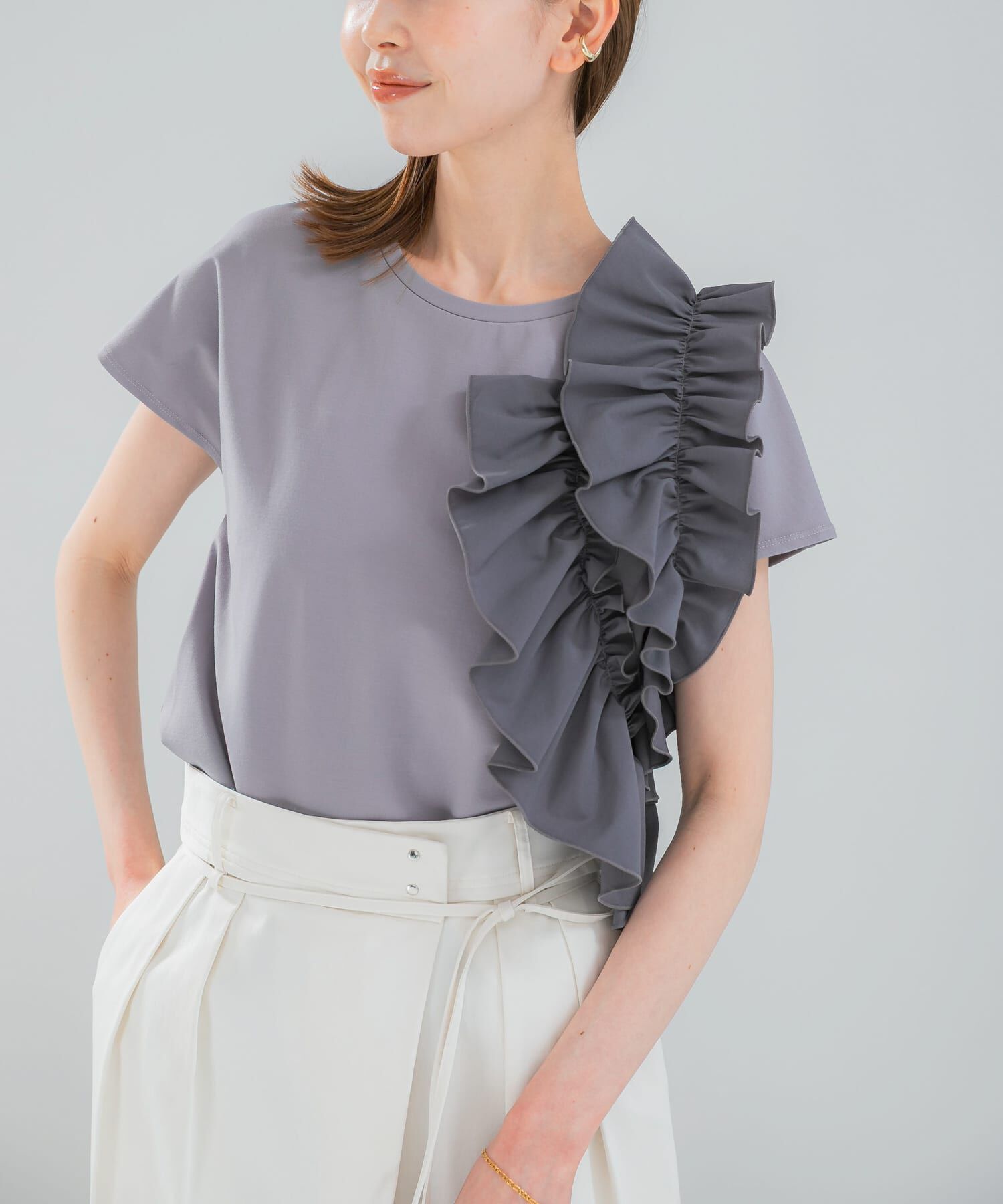 URBAN RESEARCH ROSSO「フリルドッキングTEEブラウス」|Tシャツ・カットソー|