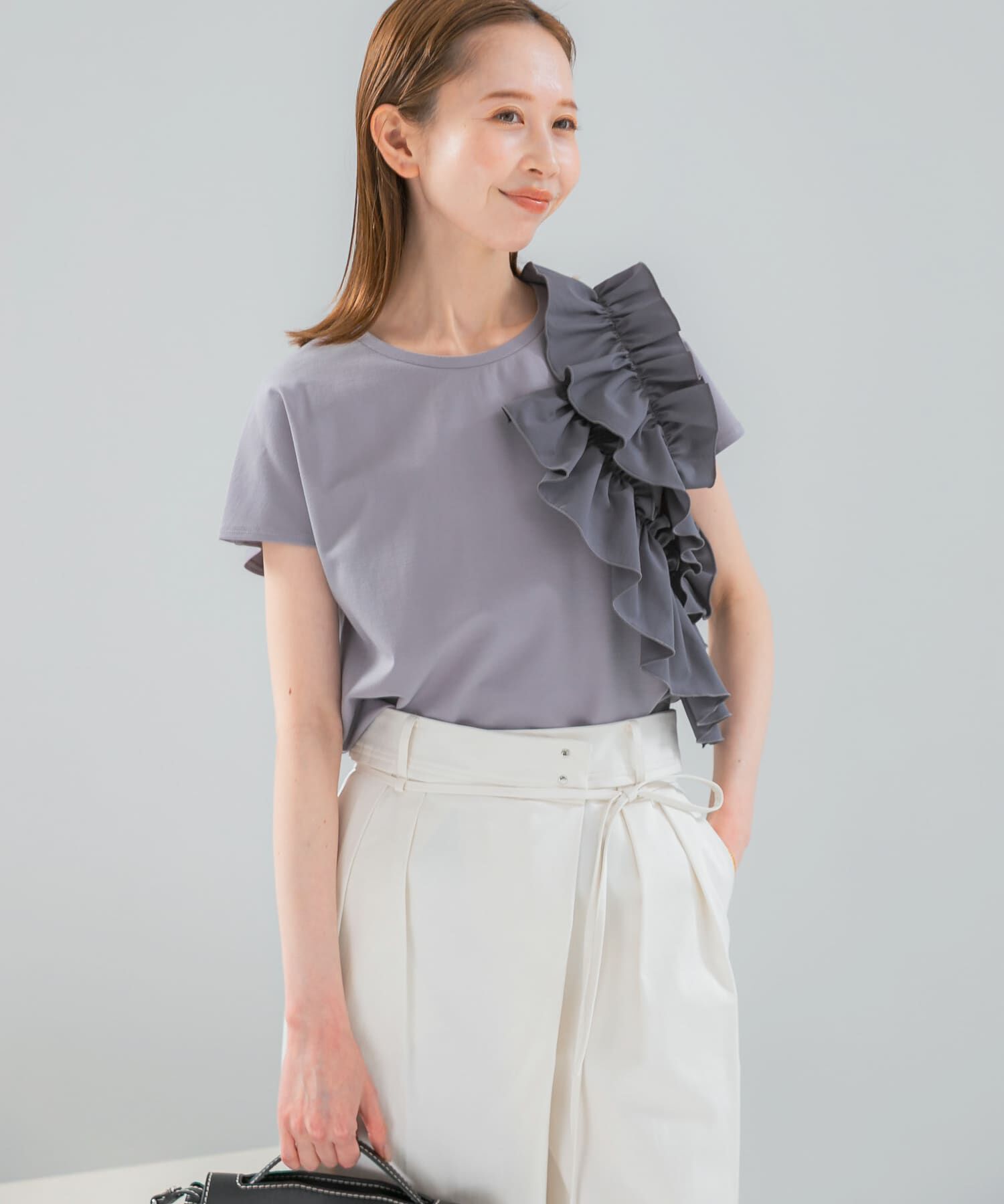 URBAN RESEARCH ROSSO「フリルドッキングTEEブラウス」|Tシャツ・カットソー|