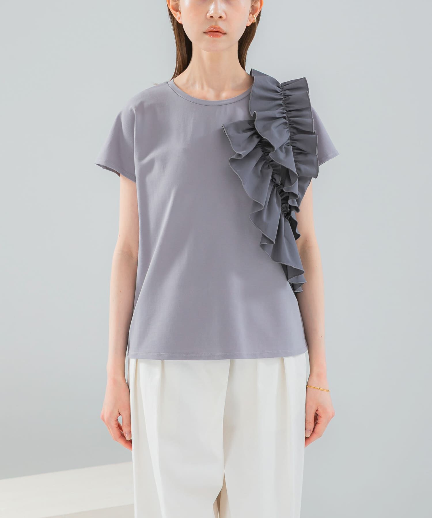 URBAN RESEARCH ROSSO「フリルドッキングTEEブラウス」|Tシャツ・カットソー|