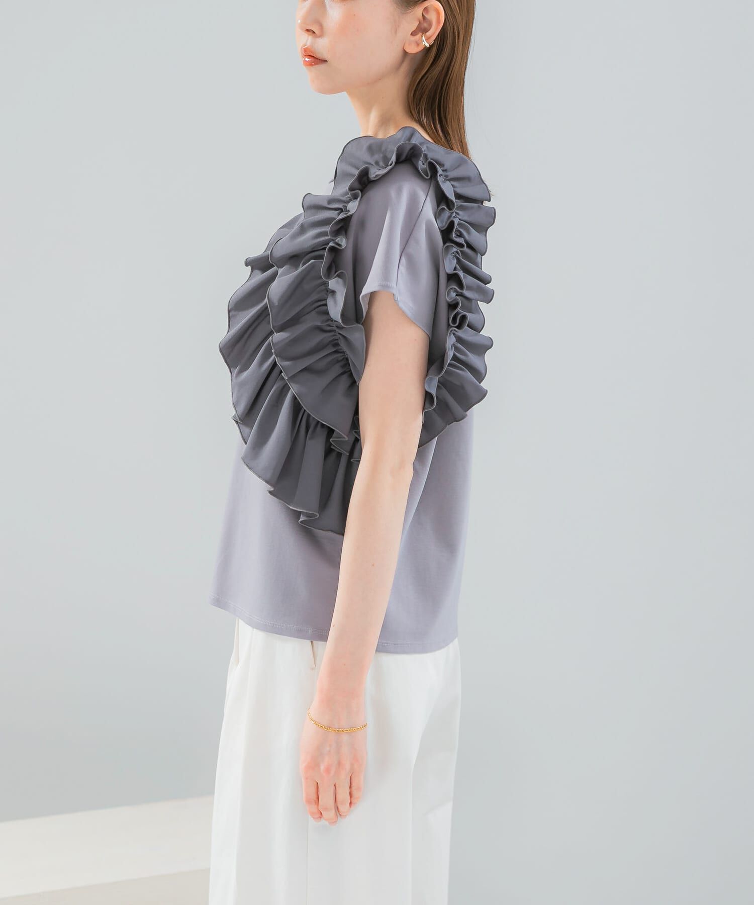 URBAN RESEARCH ROSSO「フリルドッキングTEEブラウス」|Tシャツ・カットソー|