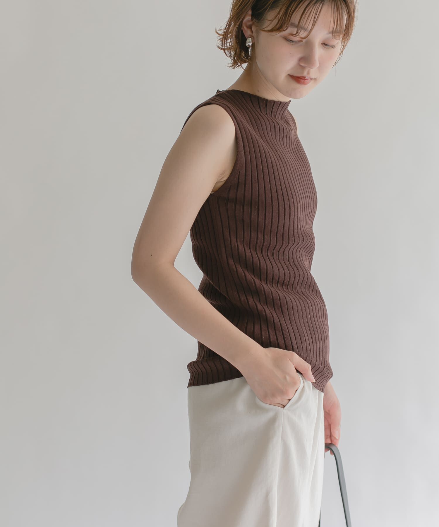  「ボートネックRIBニットタンクトップ」|タンクトップ|