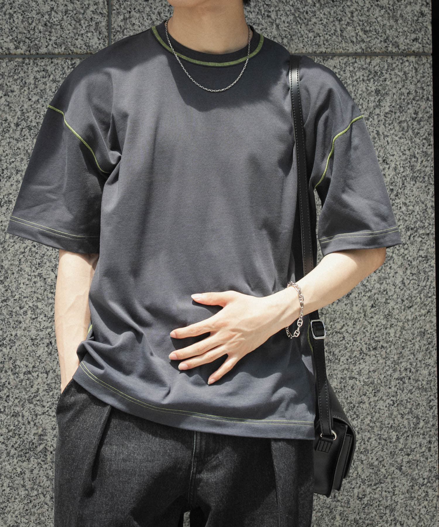 SENSE OF PLACE by URBAN RESEARCH「『ユニセックス』ハイショクステッチデザインT(5分袖)」|Tシャツ・カットソー|