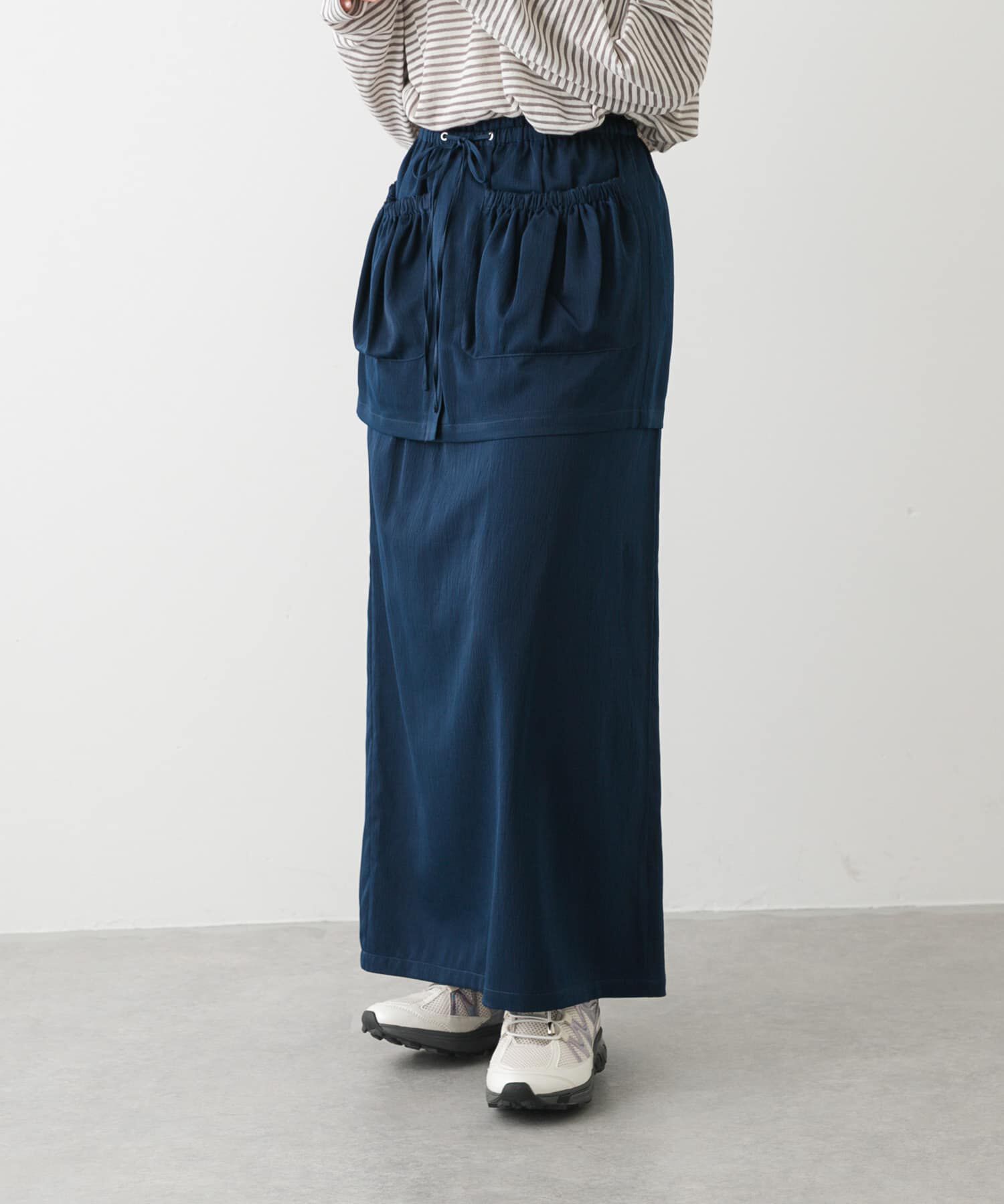 SENSE OF PLACE by URBAN RESEARCH「ギャザーポケットレイヤードスカート」|スカート|ネイビー