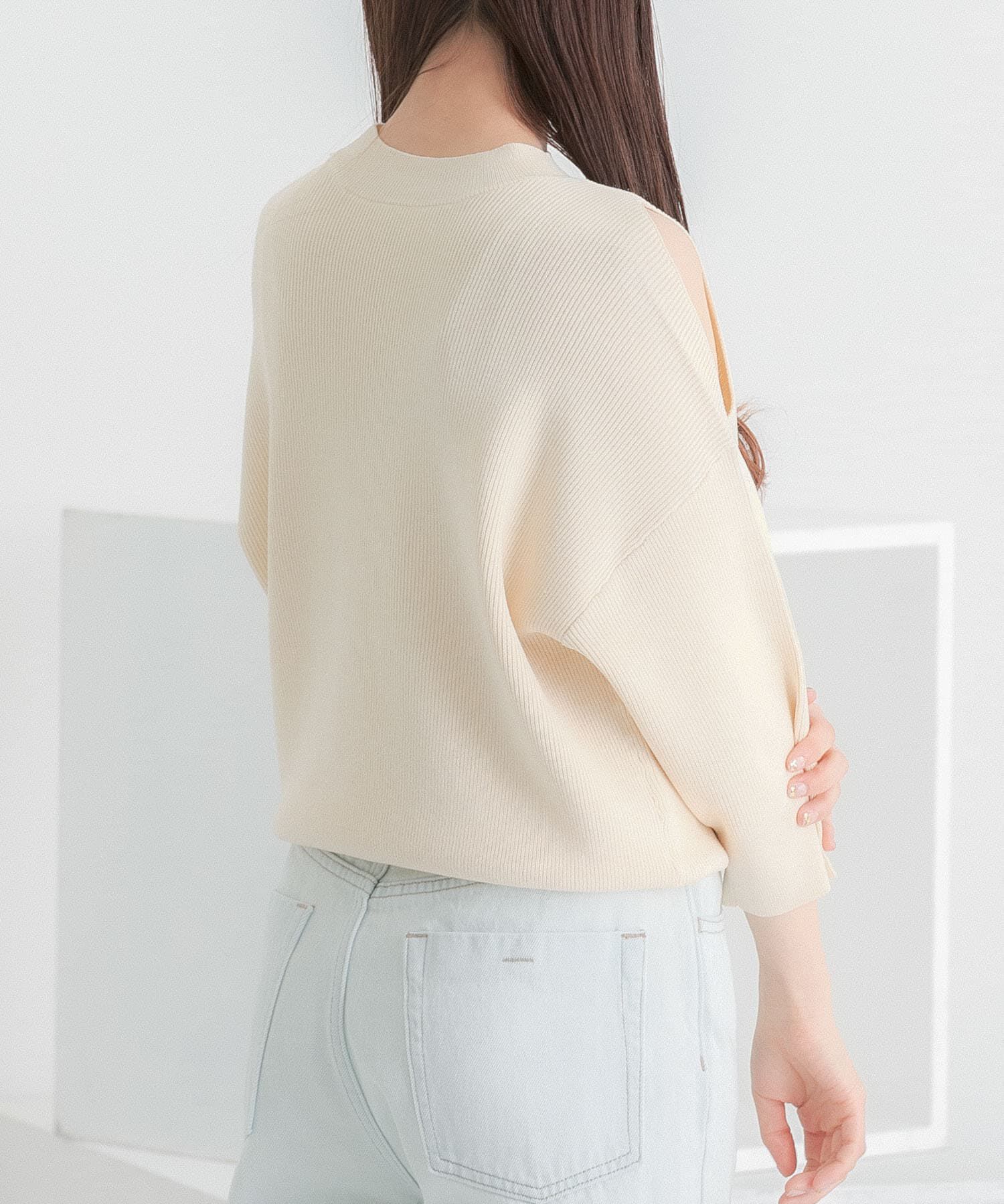 SENSE OF PLACE by URBAN RESEARCH「カットアウトハイネックセーター(5分袖)」|ニット・セーター|