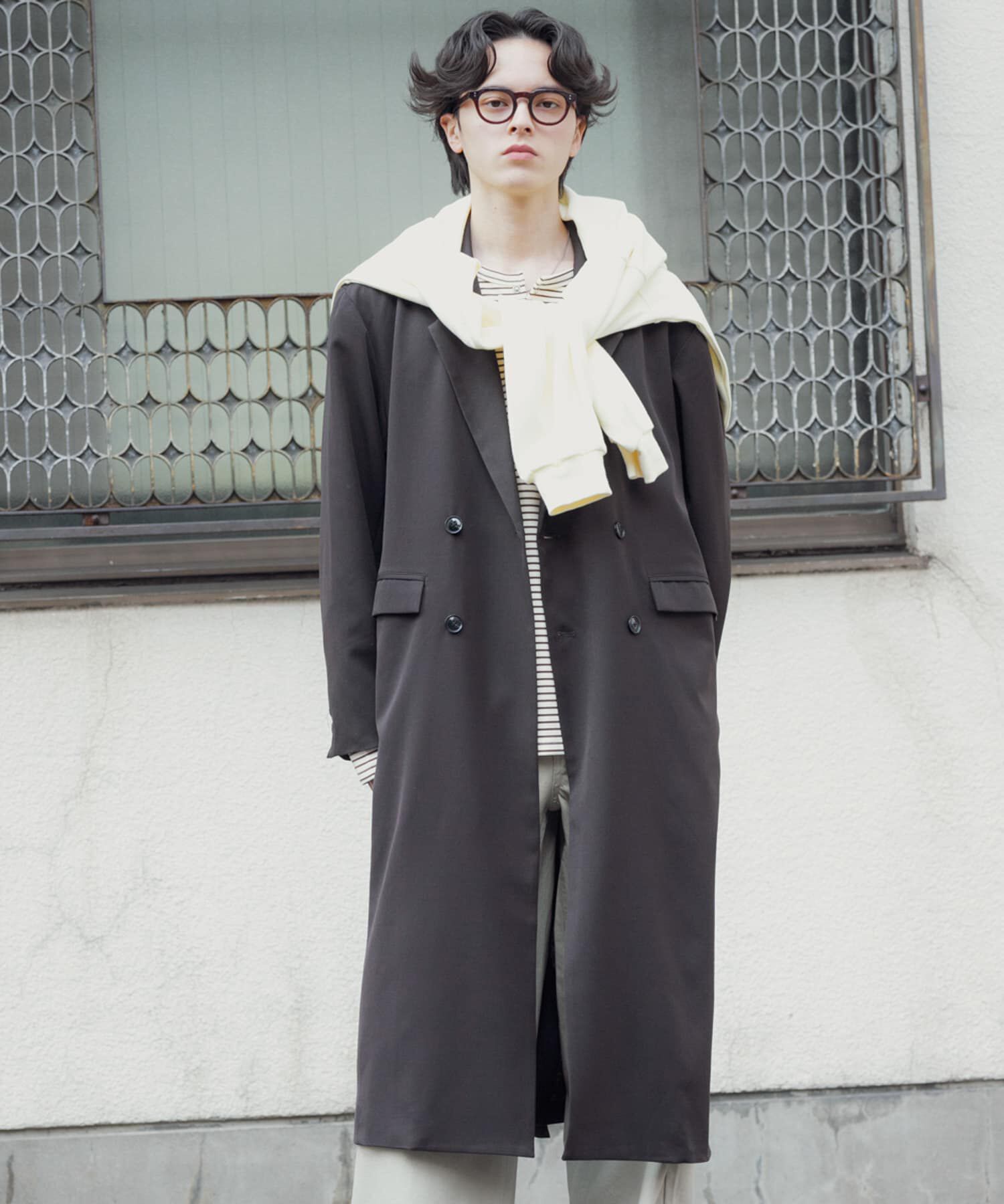 SENSE OF PLACE by URBAN RESEARCH「ダブルブレストロングコート」|ノーカラーコート|
