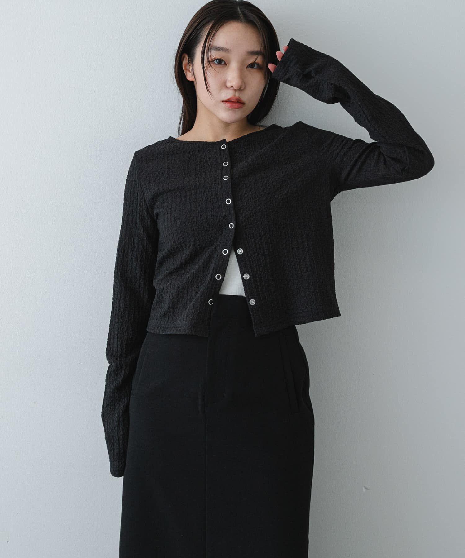 SENSE OF PLACE by URBAN RESEARCH「シャーリングカットカーディガン」|Tシャツ・カットソー|チャコールグレー