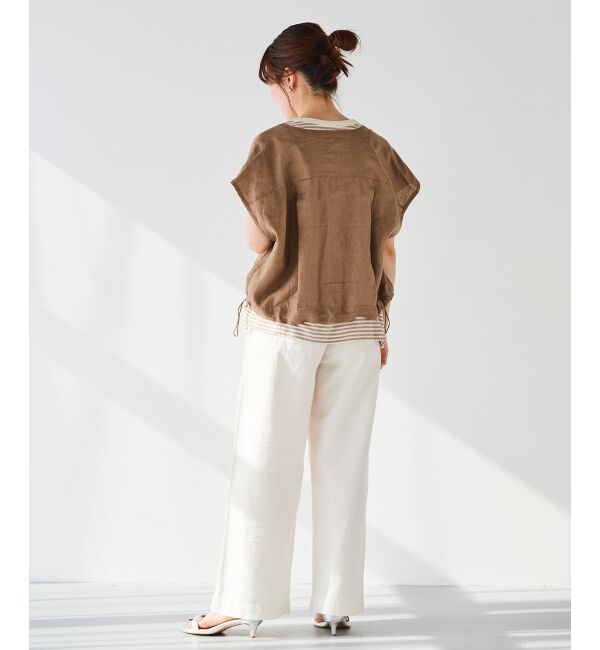 le.coeur blanc「《手洗い可能》麻混ボーダーTシャツ」|Tシャツ・カットソー|