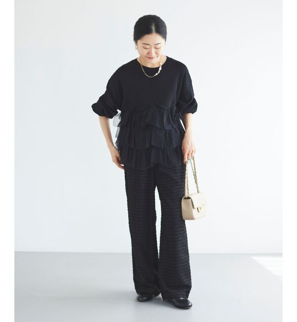 le.coeur blanc「《手洗い可能》Perle Peche チュールキリカエニット」|ニット・セーター|