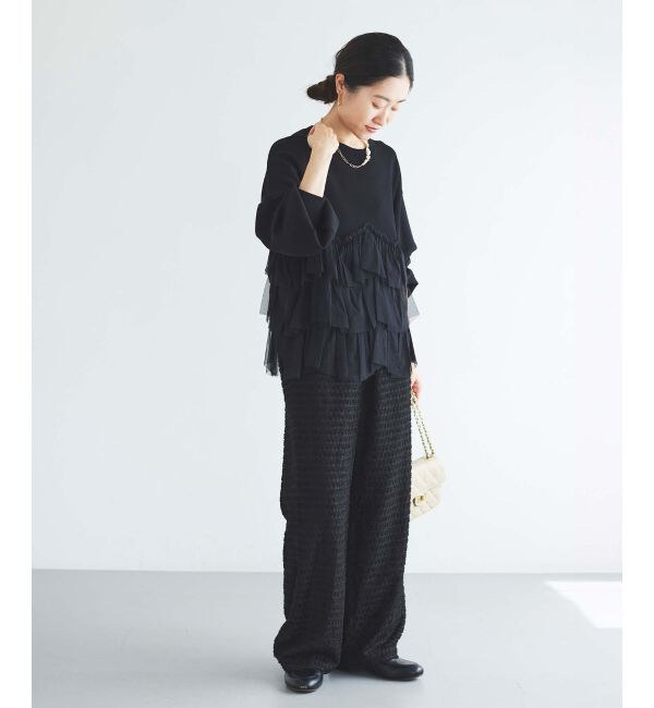 le.coeur blanc「《手洗い可能》Perle Peche チュールキリカエニット」|ニット・セーター|