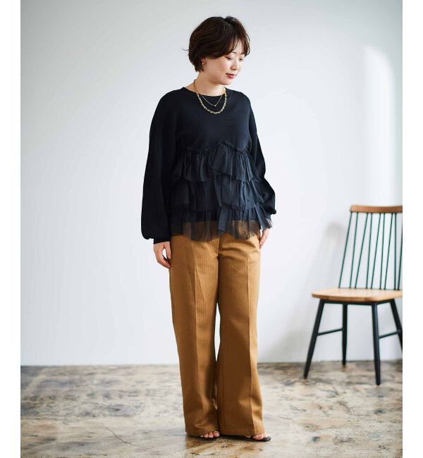 le.coeur blanc「《手洗い可能》Perle Peche チュールキリカエニット」|ニット・セーター|