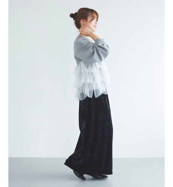 le.coeur blanc「《手洗い可能》Perle Peche チュールキリカエニット」|ニット・セーター|