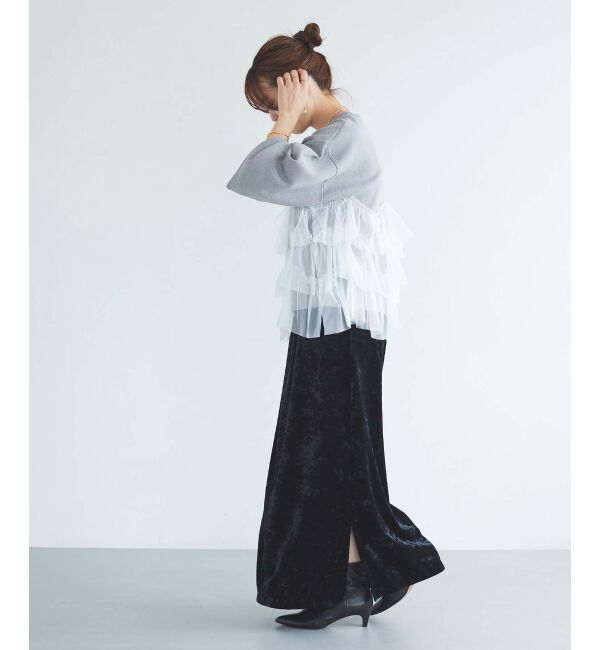 le.coeur blanc「《手洗い可能》Perle Peche チュールキリカエニット」|ニット・セーター|