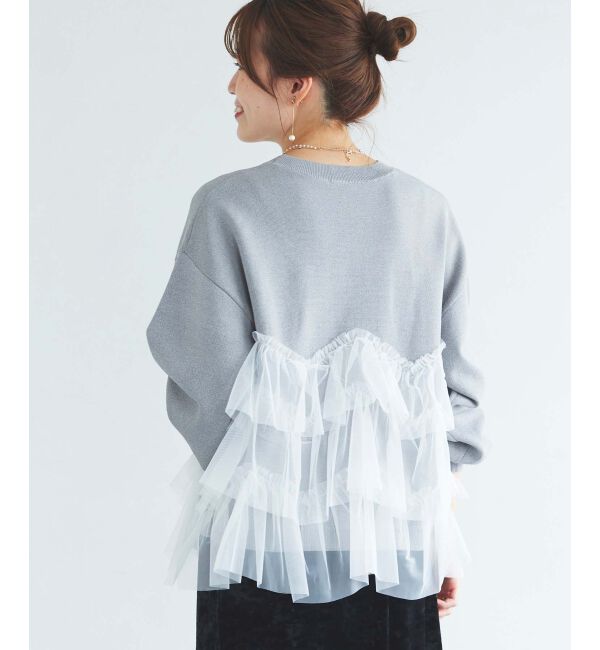 le.coeur blanc「《手洗い可能》Perle Peche チュールキリカエニット」|ニット・セーター|