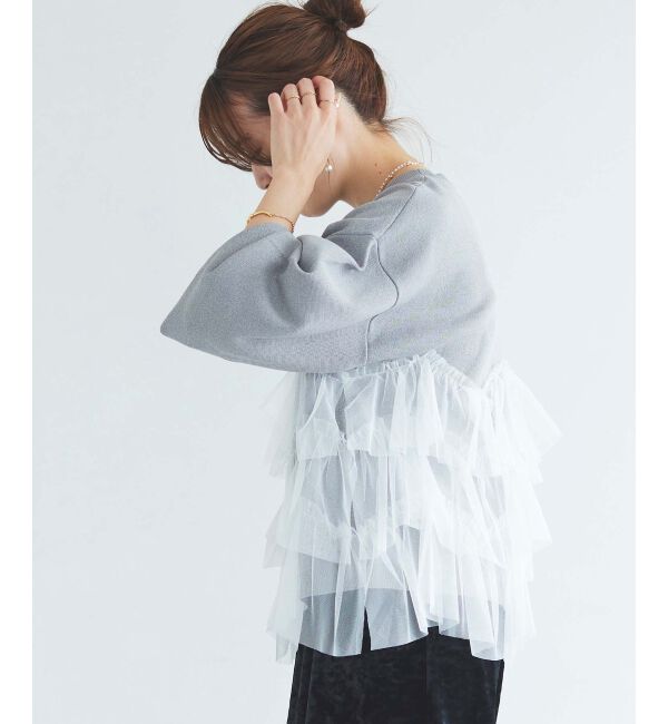 le.coeur blanc「《手洗い可能》Perle Peche チュールキリカエニット」|ニット・セーター|