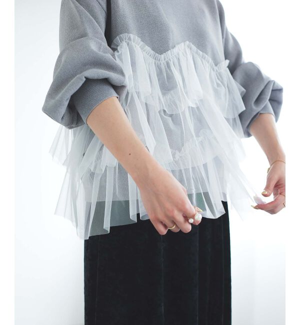 le.coeur blanc「《手洗い可能》Perle Peche チュールキリカエニット」|ニット・セーター|