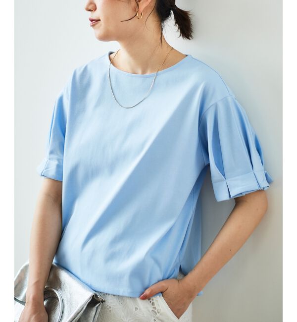  「コットンタックスリーブTシャツ」|Tシャツ・カットソー|サックス