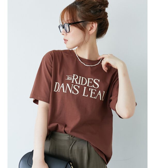  「《手洗い可能》RIDES DANS L'EAUロゴTシャツ」|Tシャツ・カットソー|ブラウン