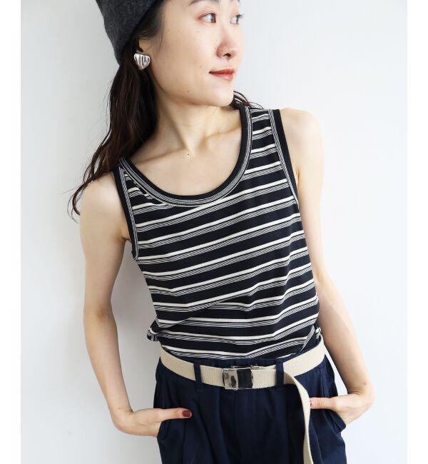  「マルチボーダーリブタンク」|タンクトップ|