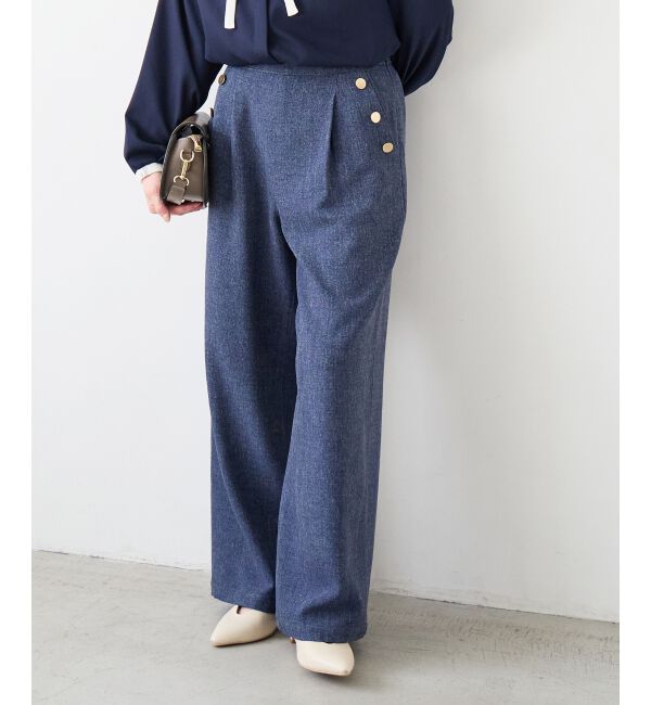  「【日本製】メランジ調マリンワイドパンツ」|その他|