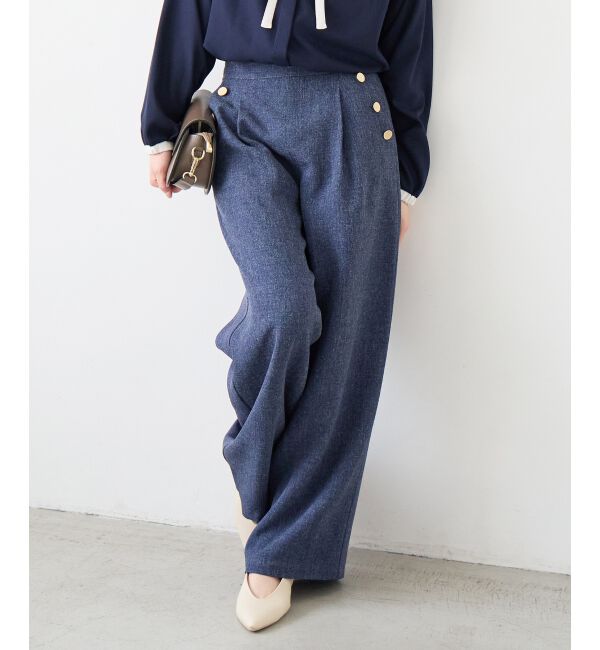  「【日本製】メランジ調マリンワイドパンツ」|その他|