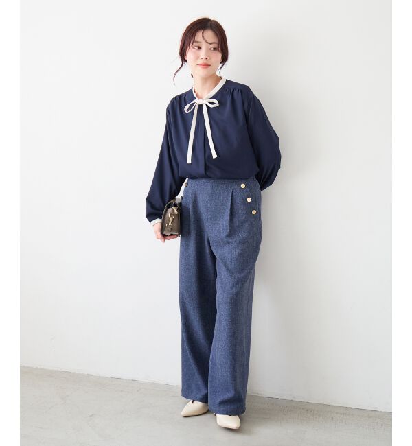  「【日本製】メランジ調マリンワイドパンツ」|その他|