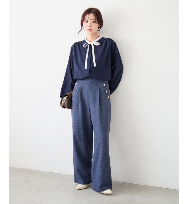  「【日本製】メランジ調マリンワイドパンツ」|その他|