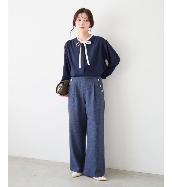  「【日本製】メランジ調マリンワイドパンツ」|その他|