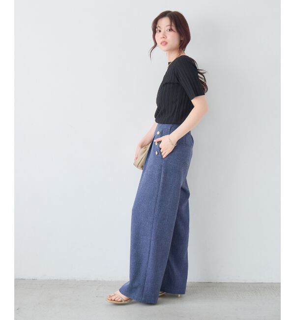  「【日本製】メランジ調マリンワイドパンツ」|その他|