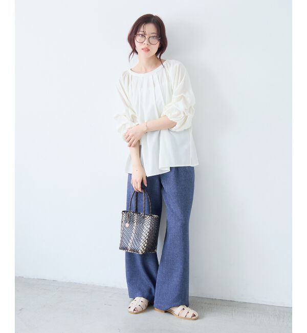  「【日本製】メランジ調マリンワイドパンツ」|その他|