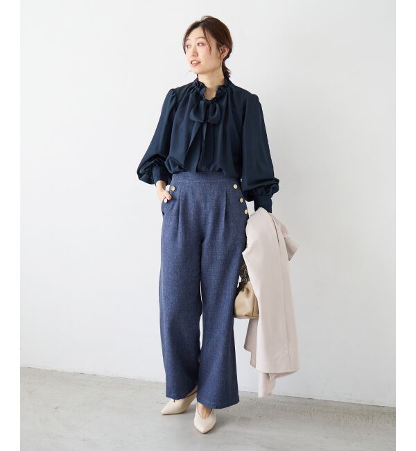  「【日本製】メランジ調マリンワイドパンツ」|その他|