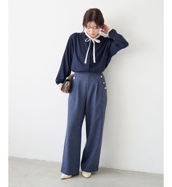  「【日本製】メランジ調マリンワイドパンツ」|その他|