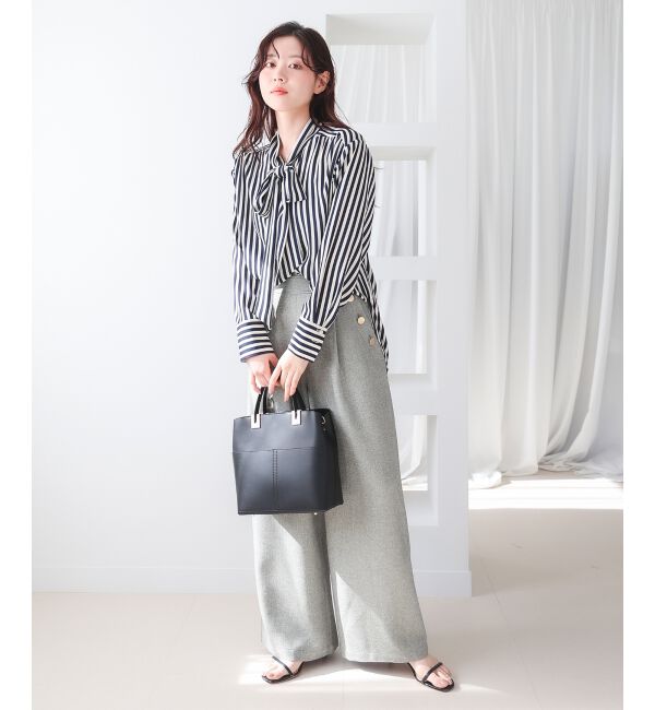  「【日本製】メランジ調マリンワイドパンツ」|その他|