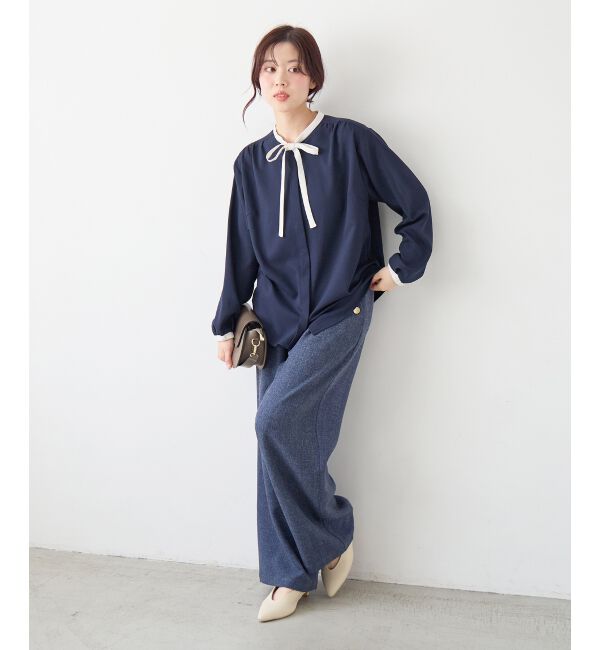  「【日本製】メランジ調マリンワイドパンツ」|その他|