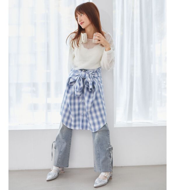 MAJESTICLEGON「レースアップメッシュニット」|ニット・セーター|