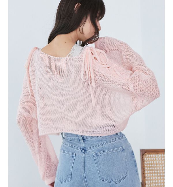 MAJESTICLEGON「レースアップメッシュニット」|ニット・セーター|