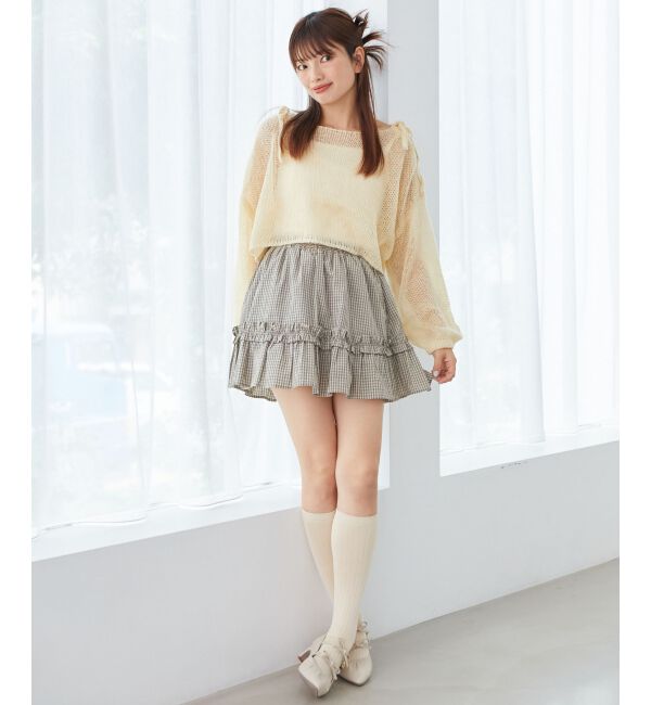 MAJESTICLEGON「レースアップメッシュニット」|ニット・セーター|