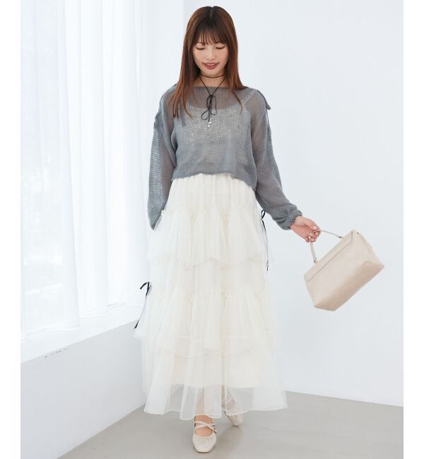 MAJESTICLEGON「レースアップメッシュニット」|ニット・セーター|