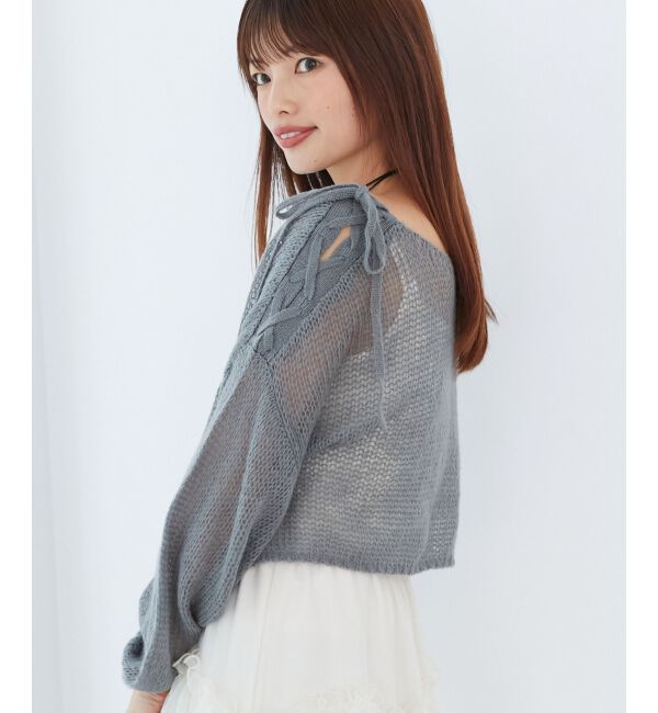 MAJESTICLEGON「レースアップメッシュニット」|ニット・セーター|