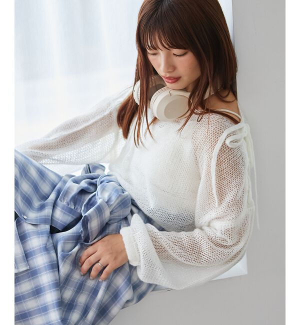 MAJESTICLEGON「レースアップメッシュニット」|ニット・セーター|